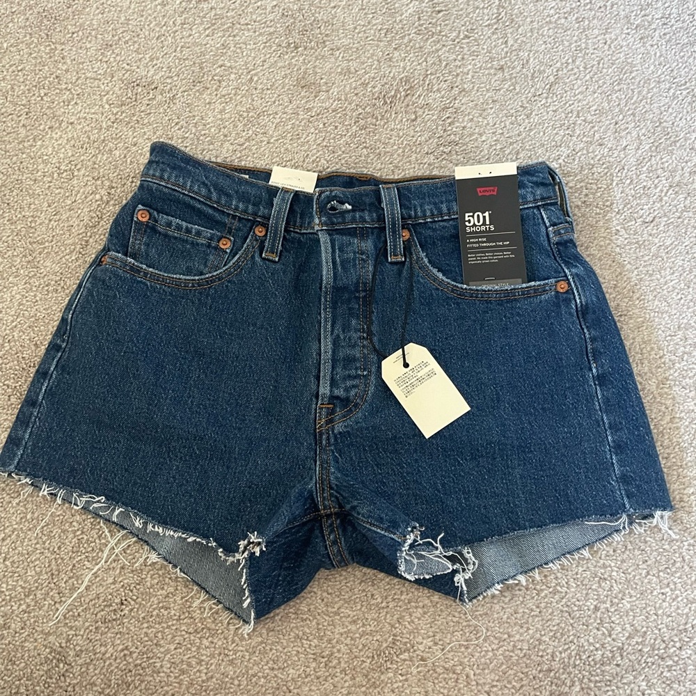 Levi's Dark Blue 501 Cutoff Denim Shorts
